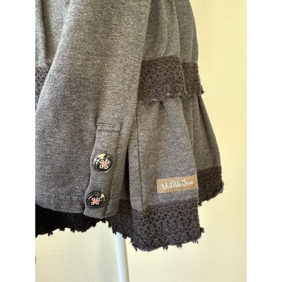 Matilda Jane Wise And Wonderful Hoodie Jacket Tiered Ruffled Dark Gray Size M - Picture 5 of 9